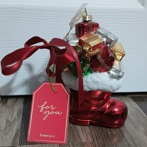 NWT Home and you Christmas Red Boot With Presents Ornament. Size: Big